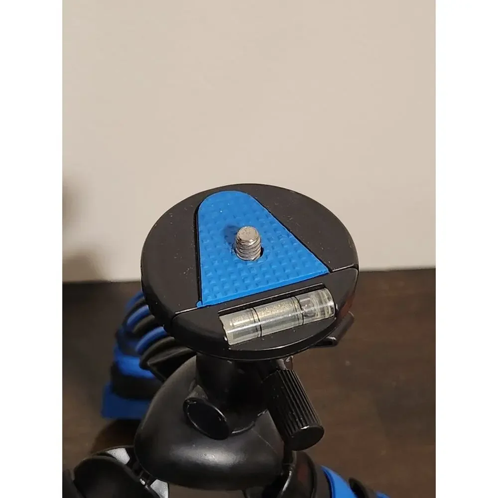 Flexible Leg Mini Table-Top Camera Tripod w/ Ball Head & Bubble Level Black/Blue